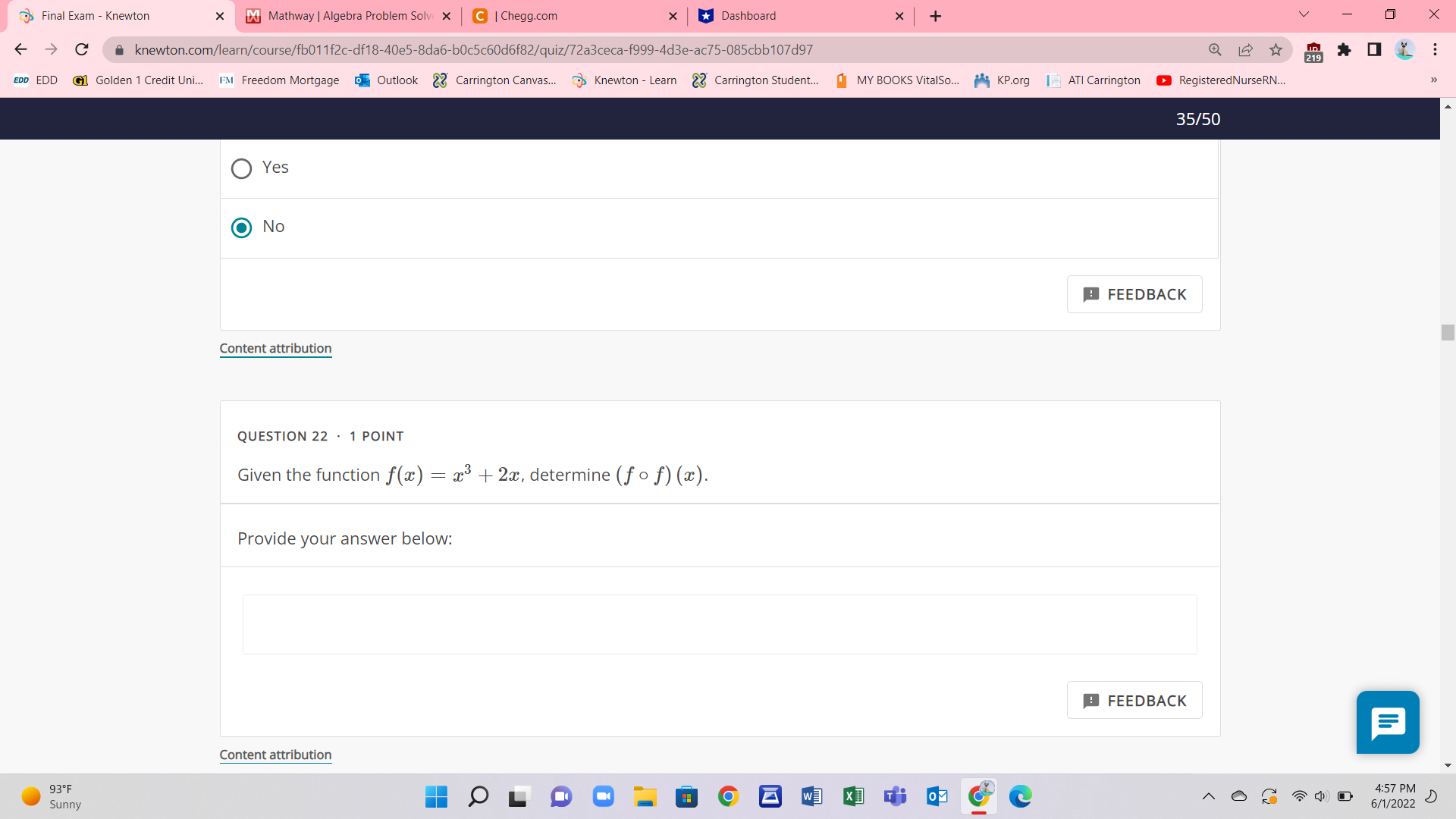 Final Exam - Knewton X Mathway | Algebra Problem