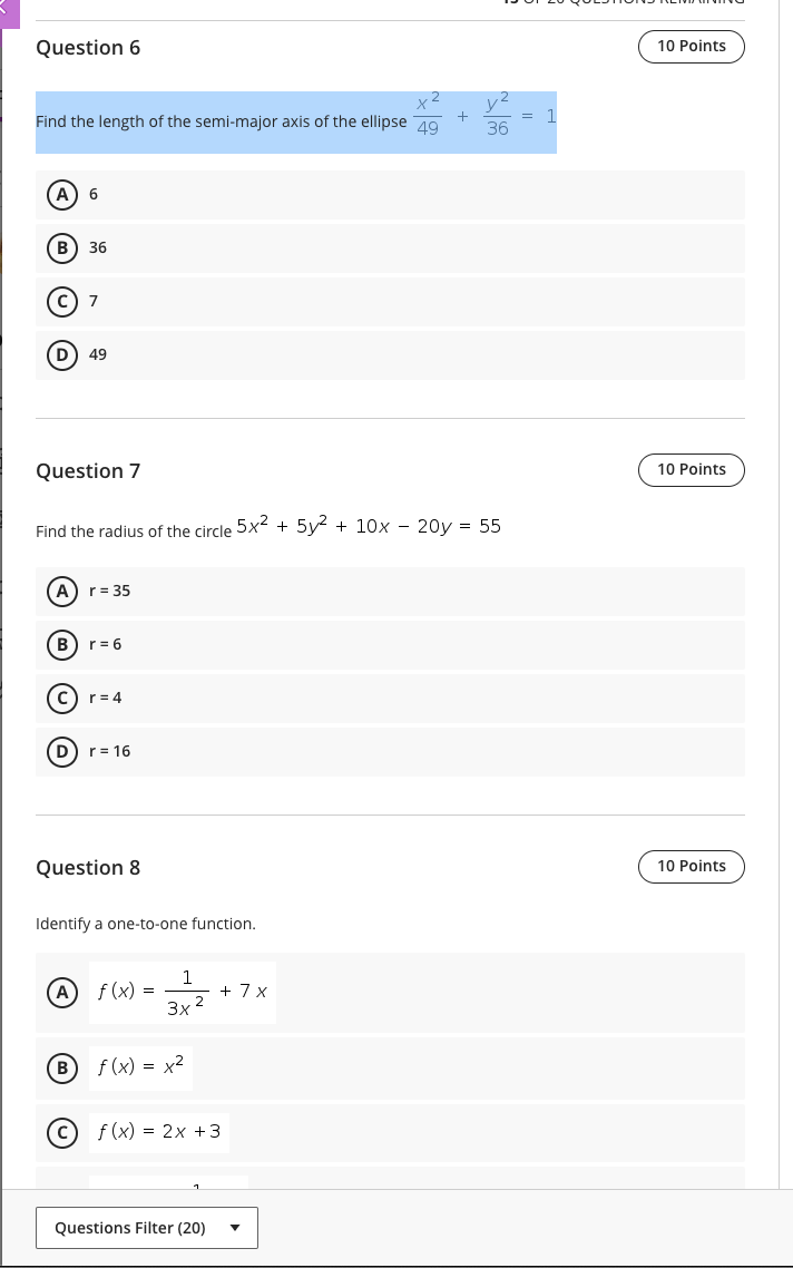 Question 6 10 Points Find the length of the