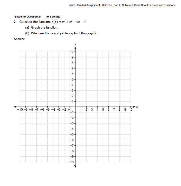 Math | Graded Assignment | Unit Test, Part 2: