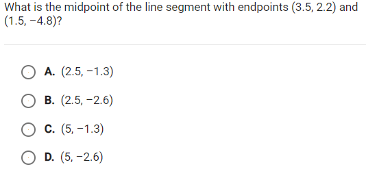 What is the midpoint of the line segment with