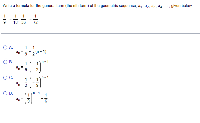 Write a formula fer the general term {he nth
