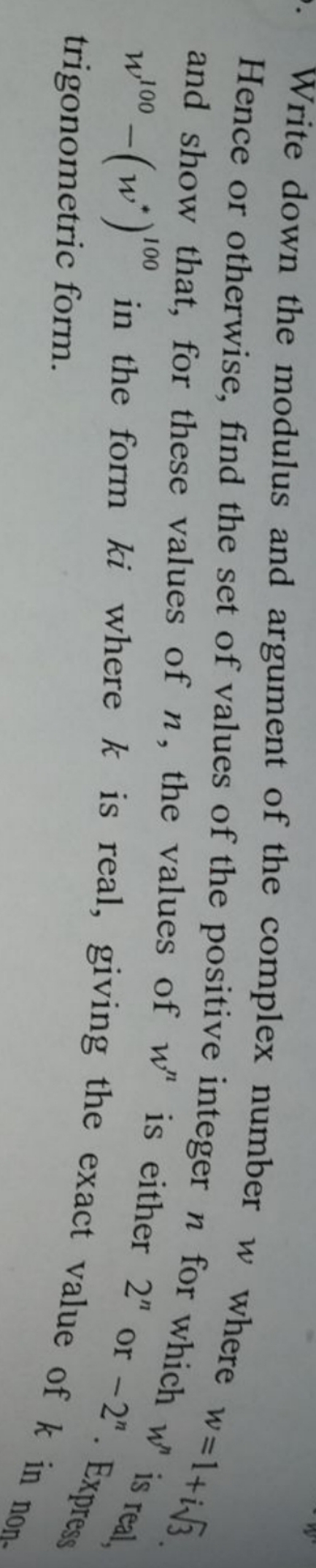 Advanced level maths. Complex number. Need step