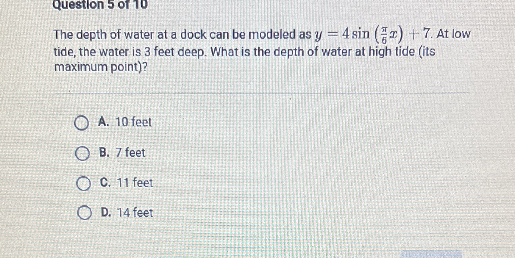 What's the Answer Question 5 of 10 The depth of