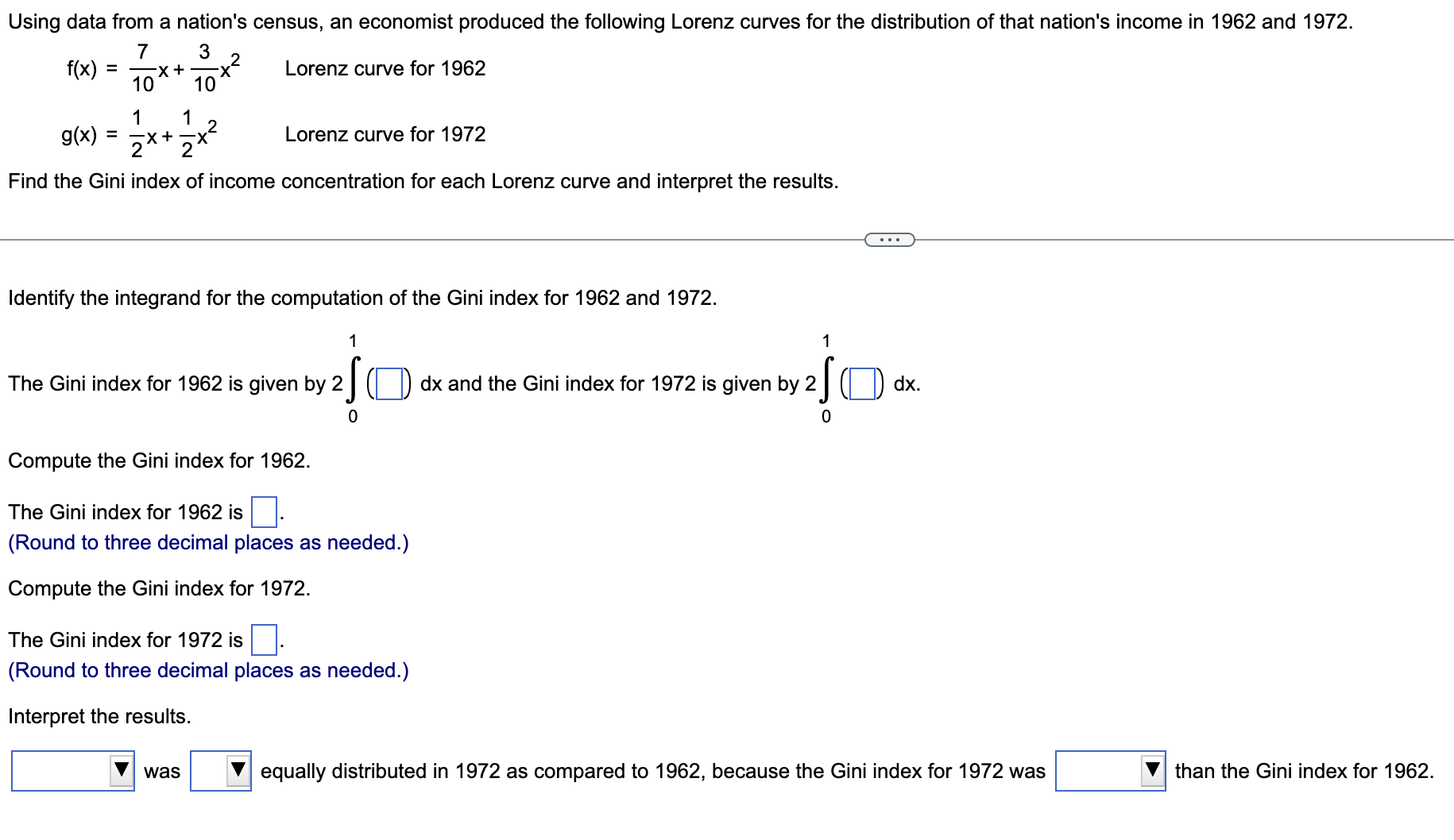 Using data from a nation's census, an