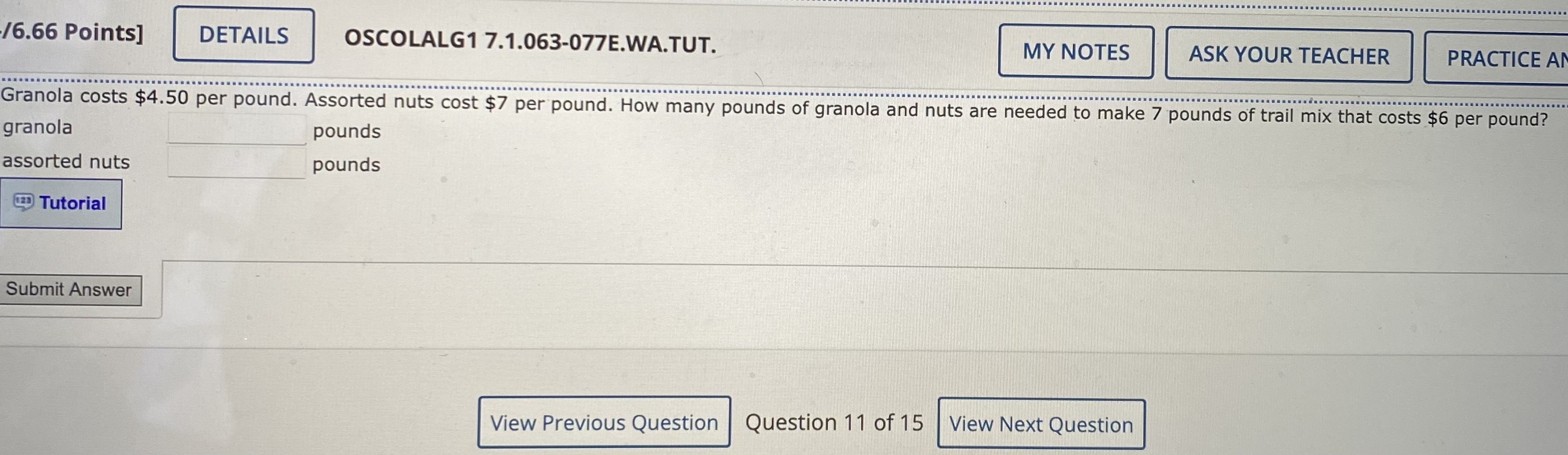 [-/6.66 Points] DETAILS OSCOLALG1