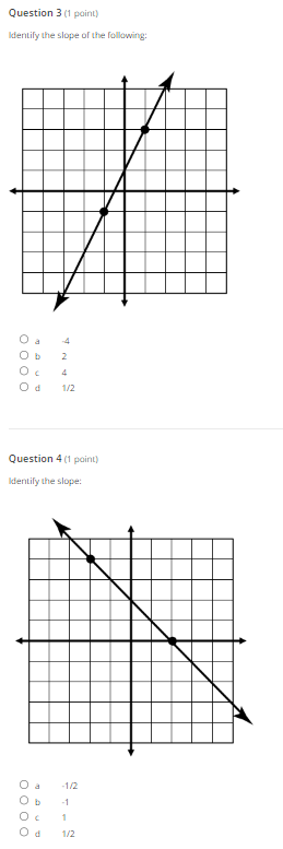 \f\fQuestion 1 (2 points) What is slope? (Select