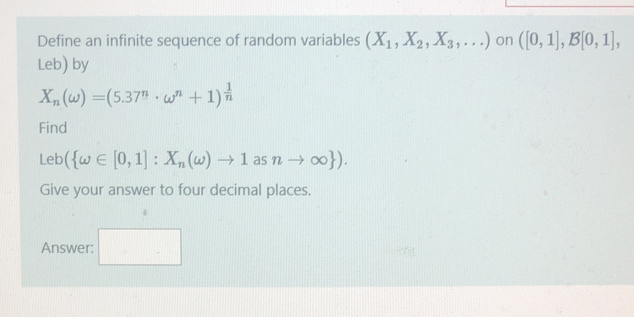Define an infinite sequence of random variables