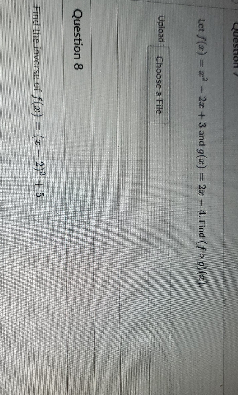 pleasehelp Let f(x) = 2 - 2x + 3 and g(x) = 2x -