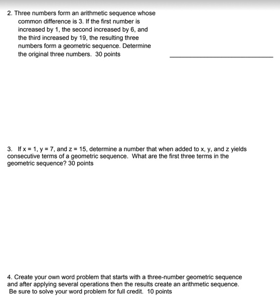 2. Three numbers form an arithmetic sequence