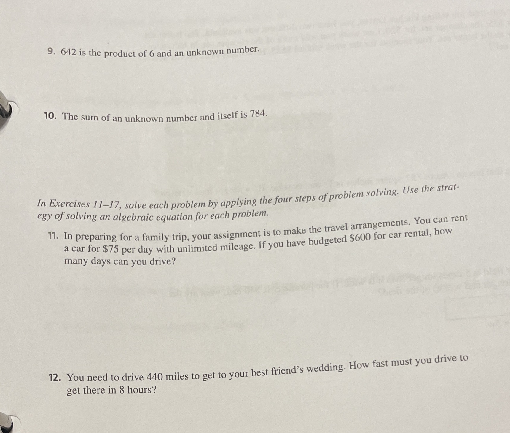 9 and 10 translate to equation and solve. Also 11