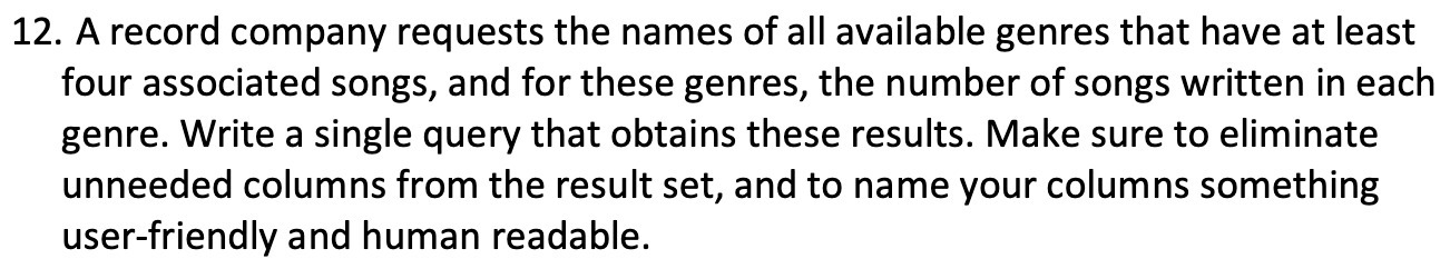 12. A record company requests the names of all