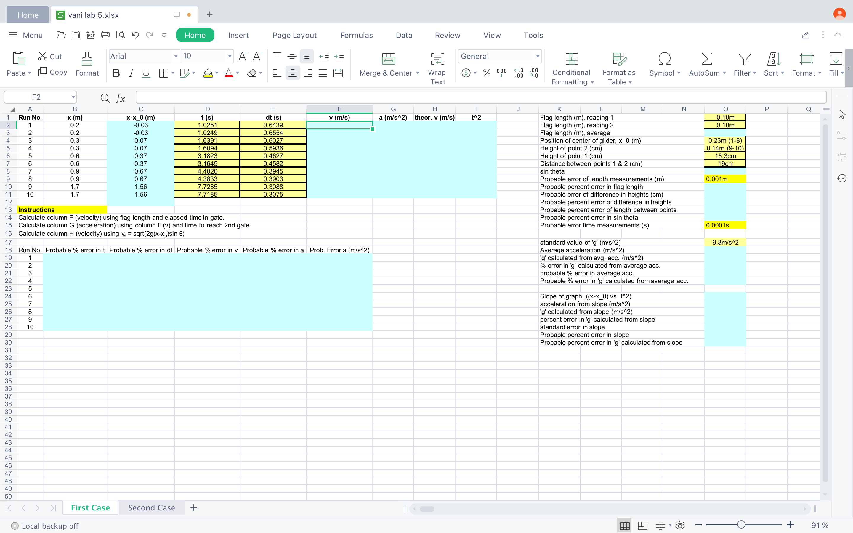Home S vani lab 5.xIsx + = Menu Home Insert Page