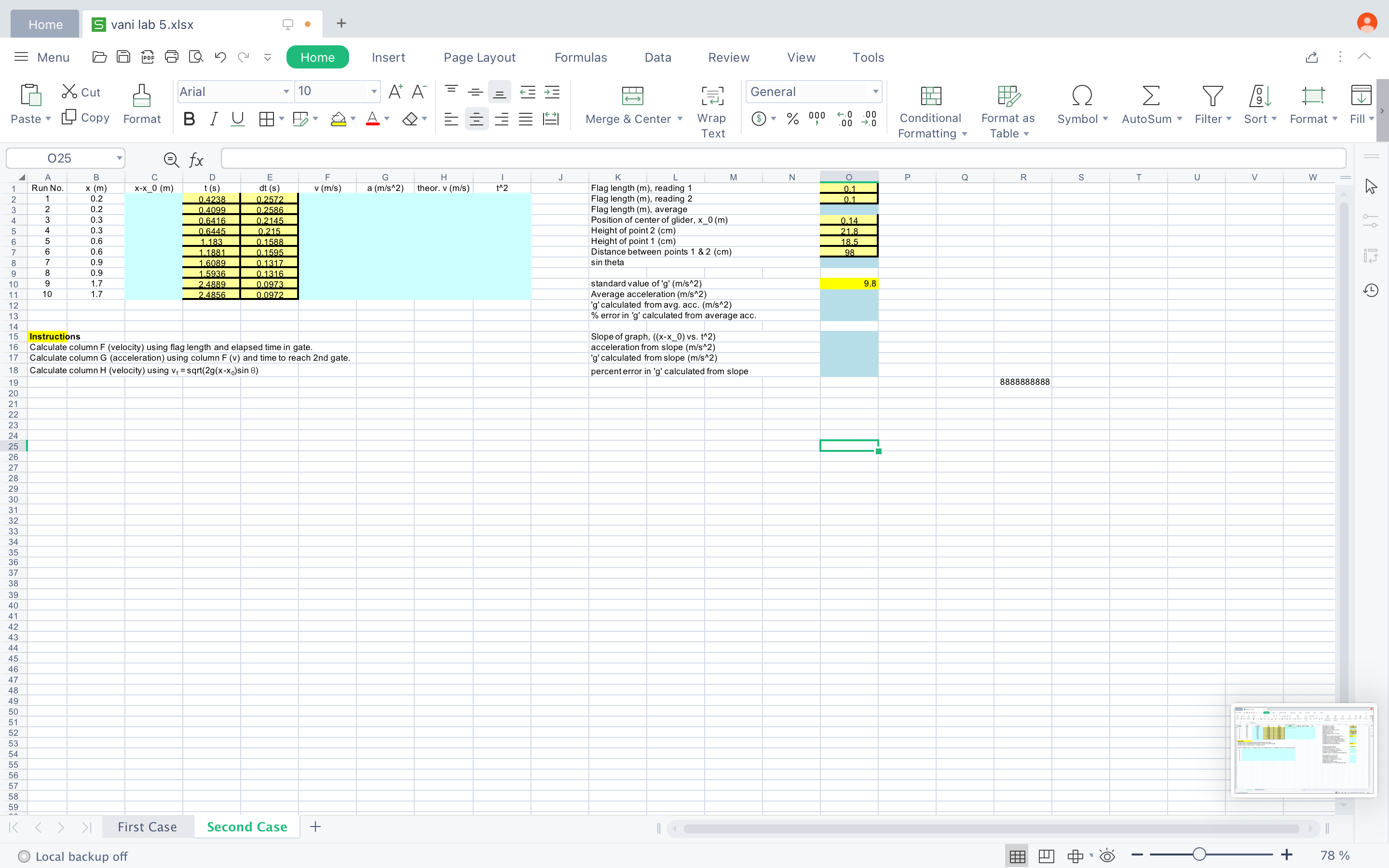 Home S vani lab 5.xIsx + = Menu Home Insert Page