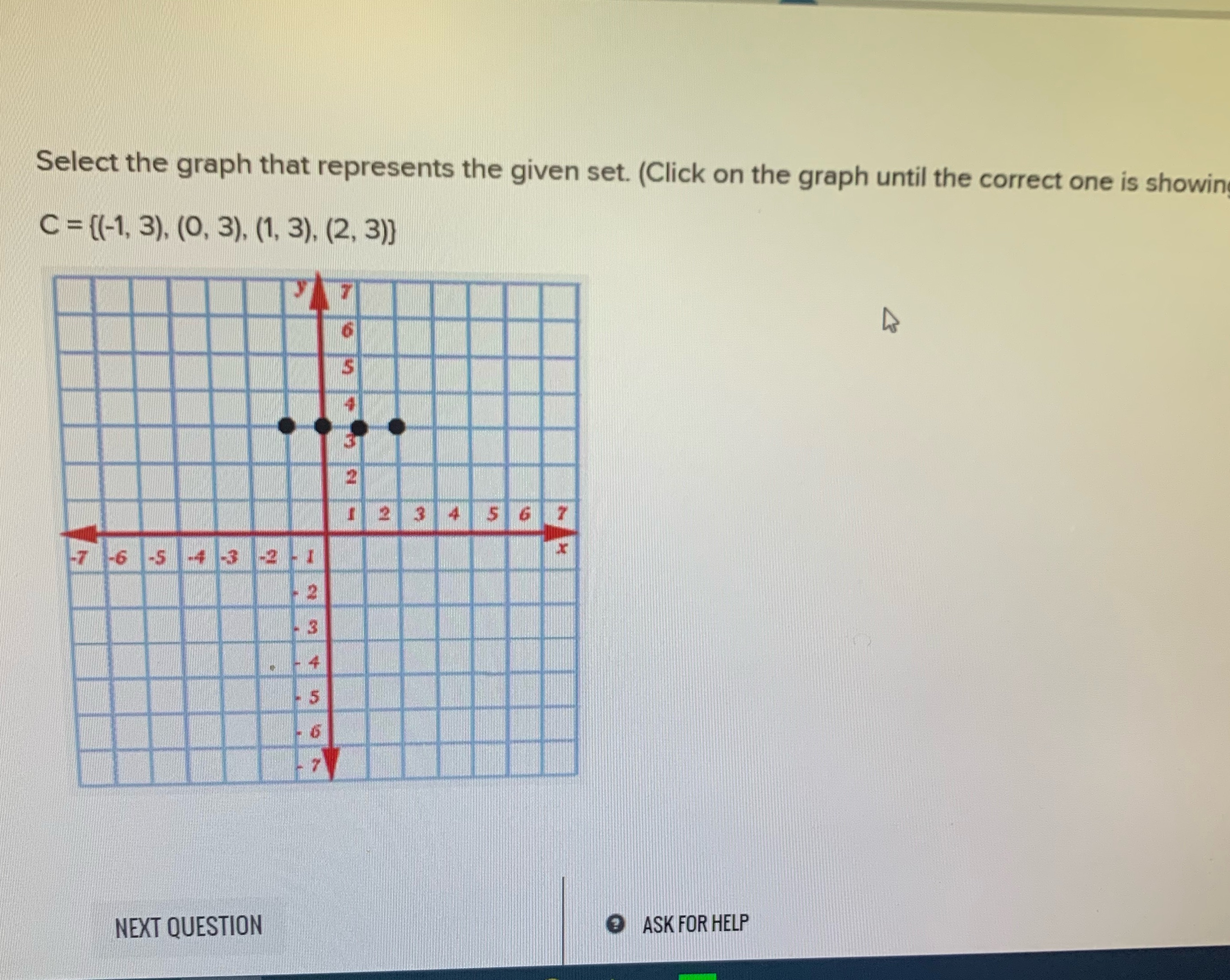 Select the graph that represents the given set.