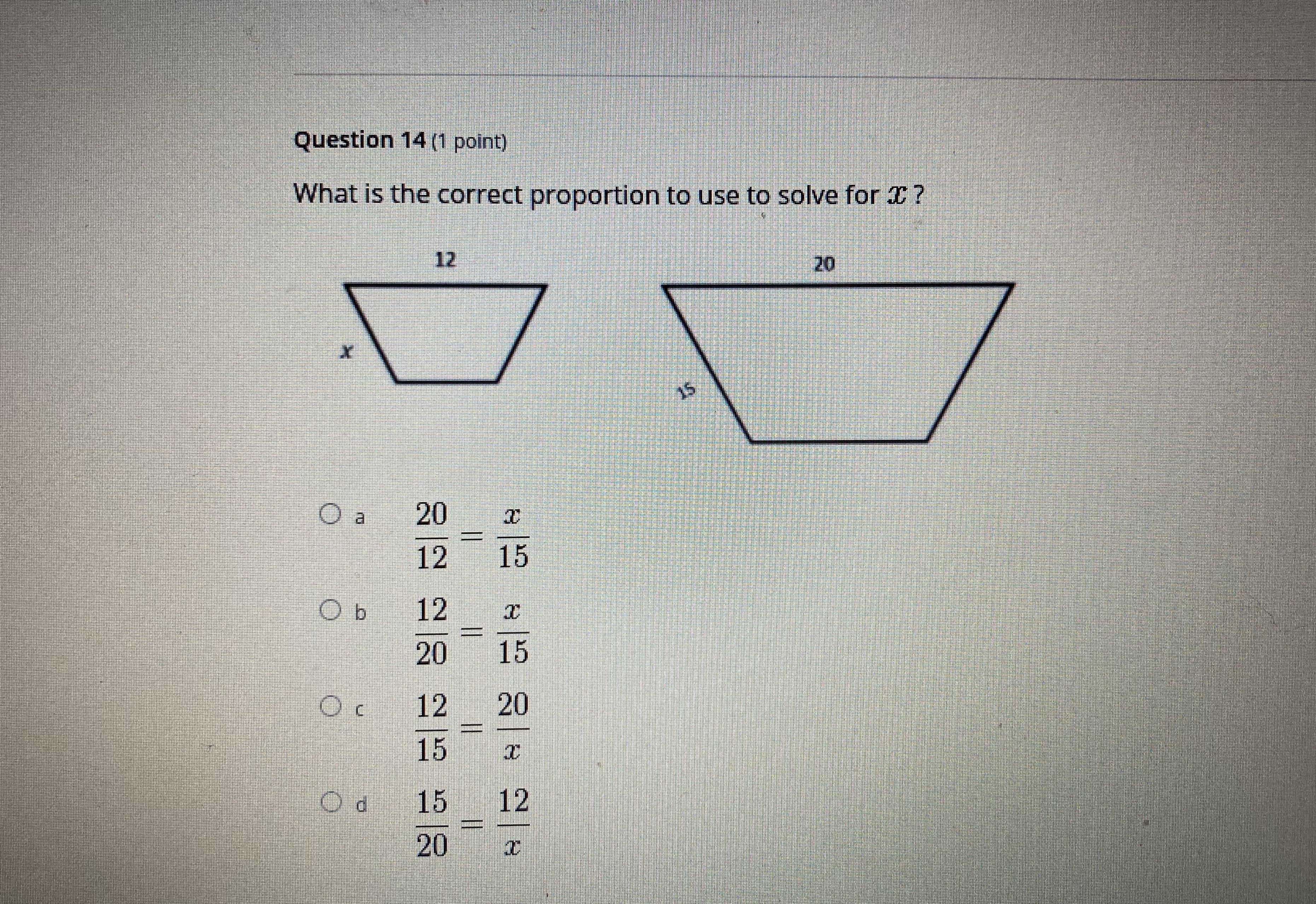 Question 14 (1 point) What is the correct