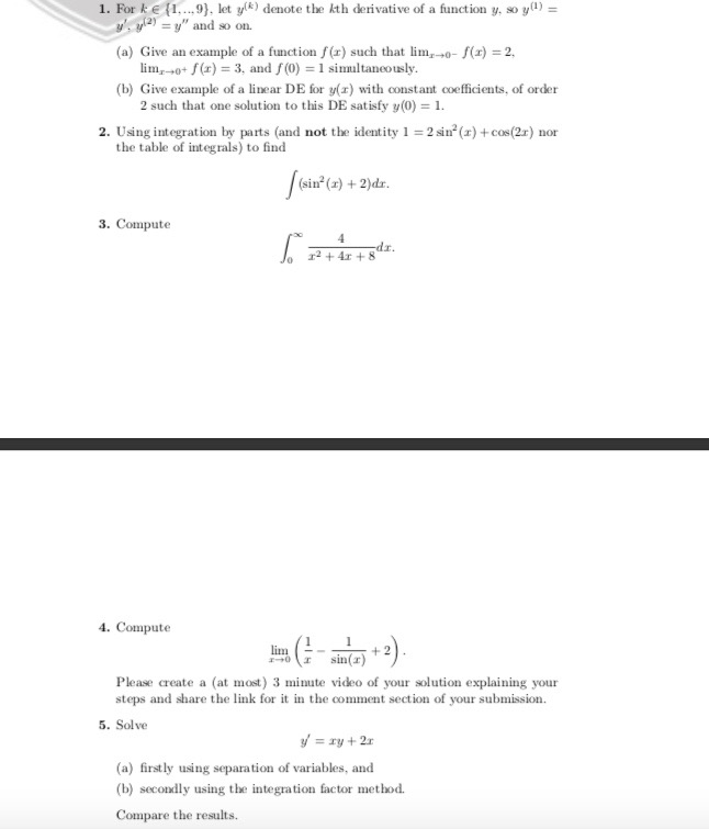 1. For k ( {1. ...9}, let y() denote the kth