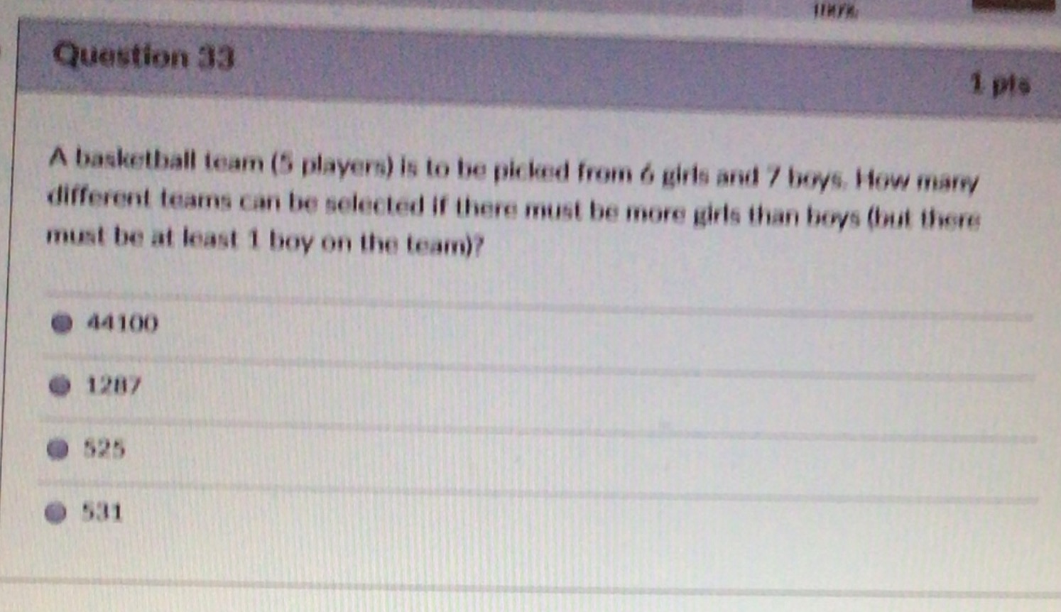 Question 33 A basketball team (5 players) is to