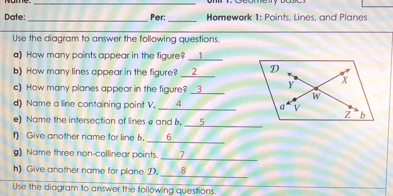 find another name for line b Date: Per: Homework