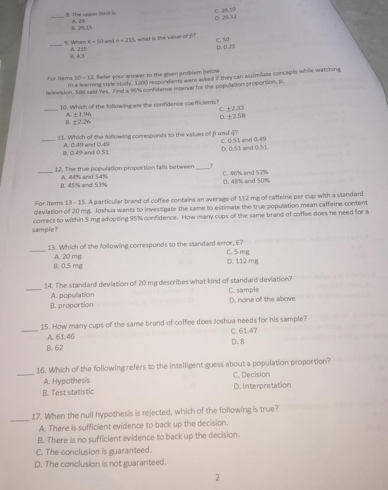 answer this 25 question no need for long