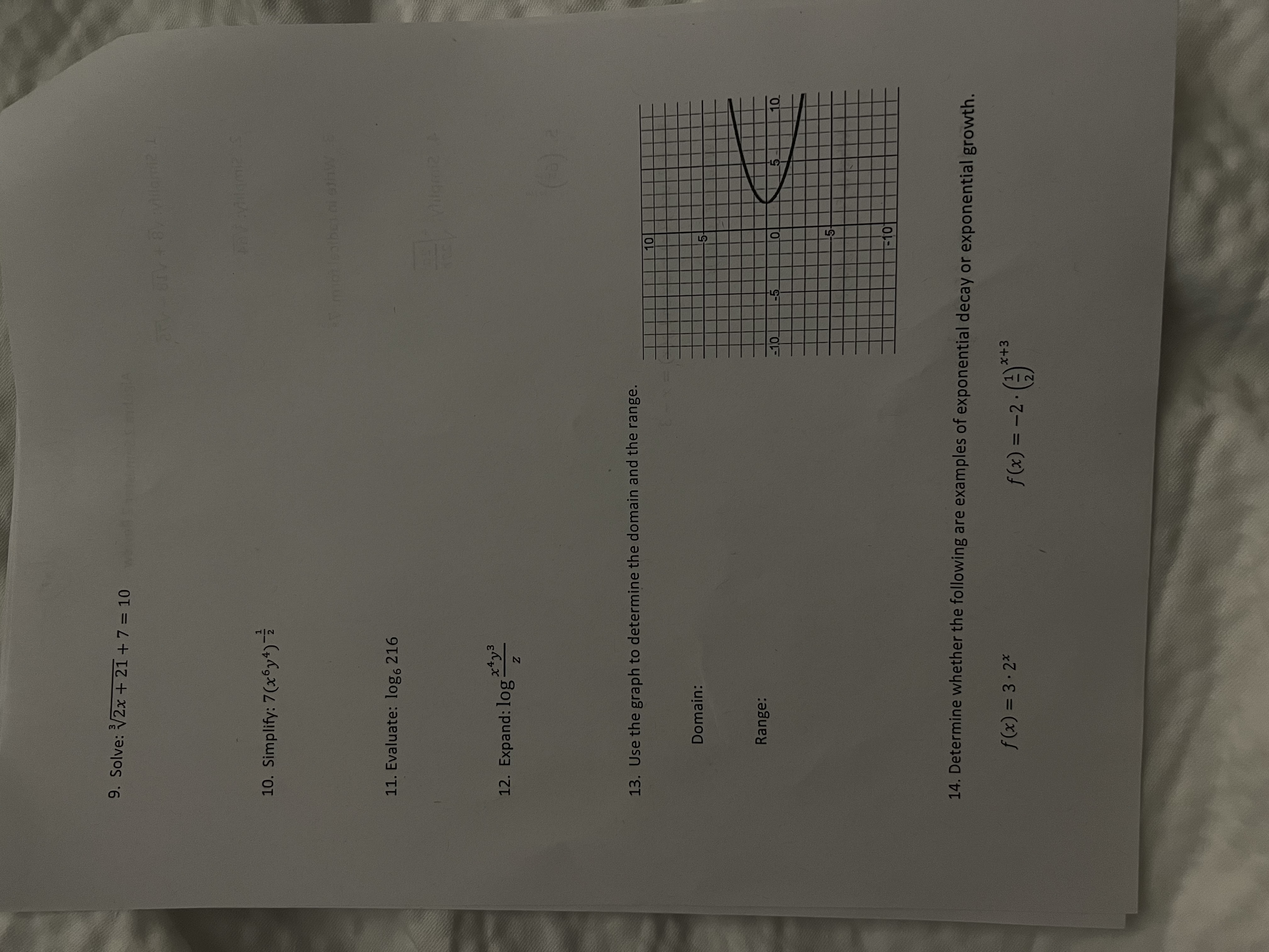 Algebra 2 Semester 2 Review 1. Simplify: V8 + V18