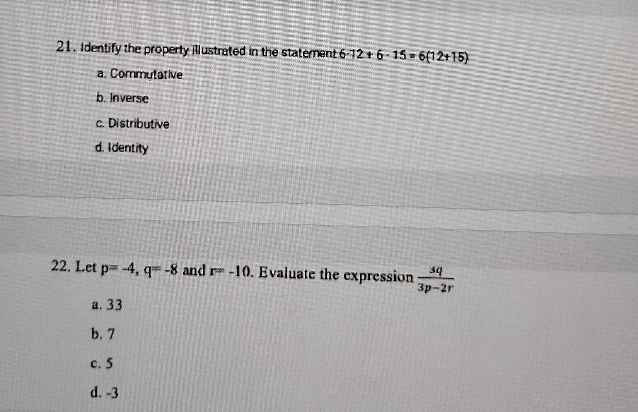21. Identify the property illustrated in the
