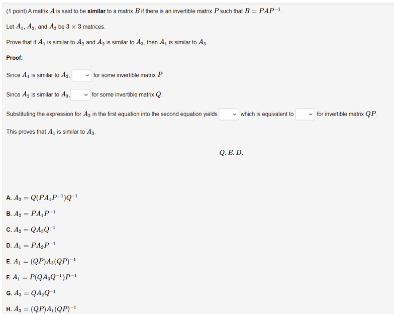 Please answer the following: (1 point) Give a 4 x