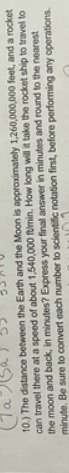 10.) The distance between the Earth and the Moon