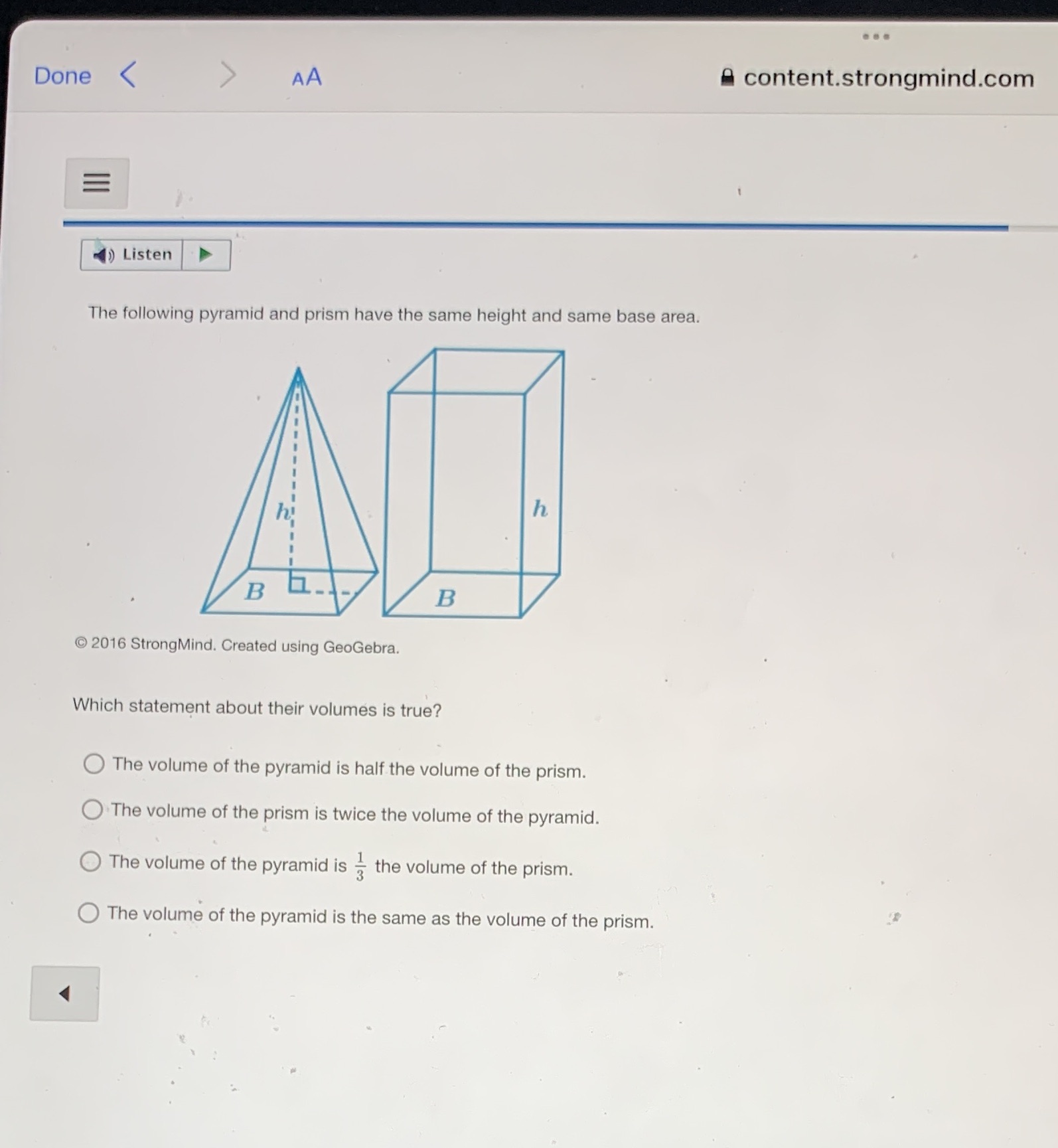 . . . Done AA A content.strongmind.com Listen The