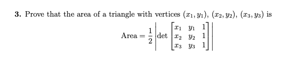 3. Prove that the area of a triangle with