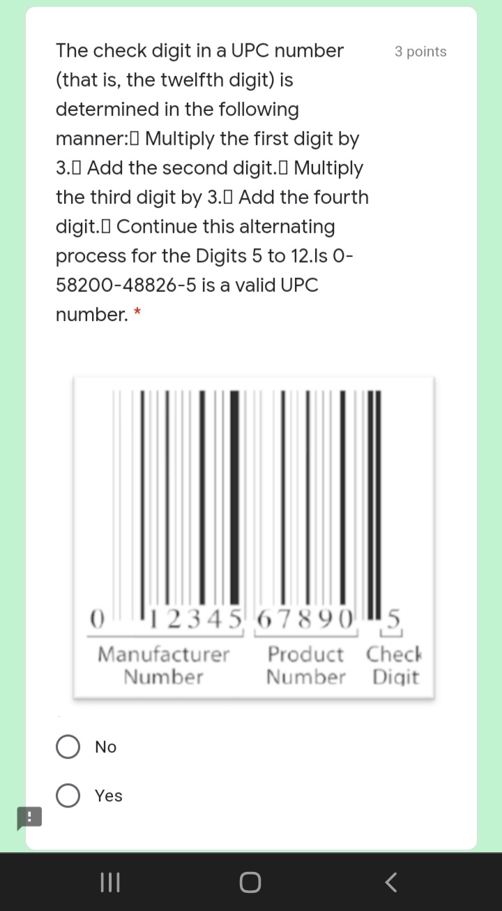 A form of redundancy check used 2 points for