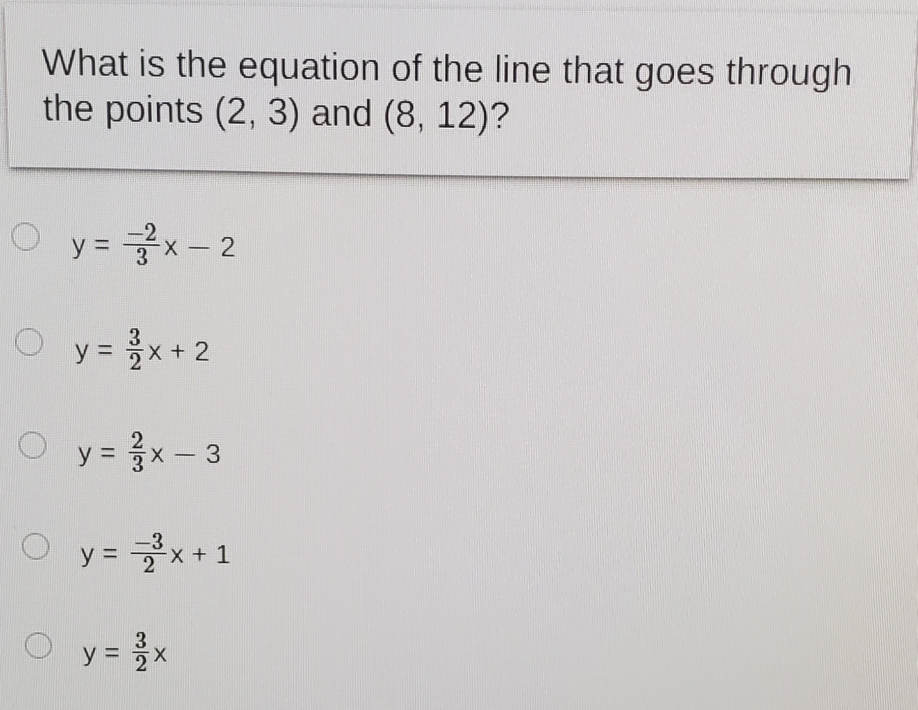 What is the equation of the line that goes