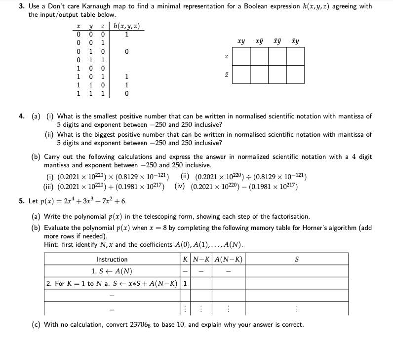 3. Use a Don't care Karnaugh map to nd a