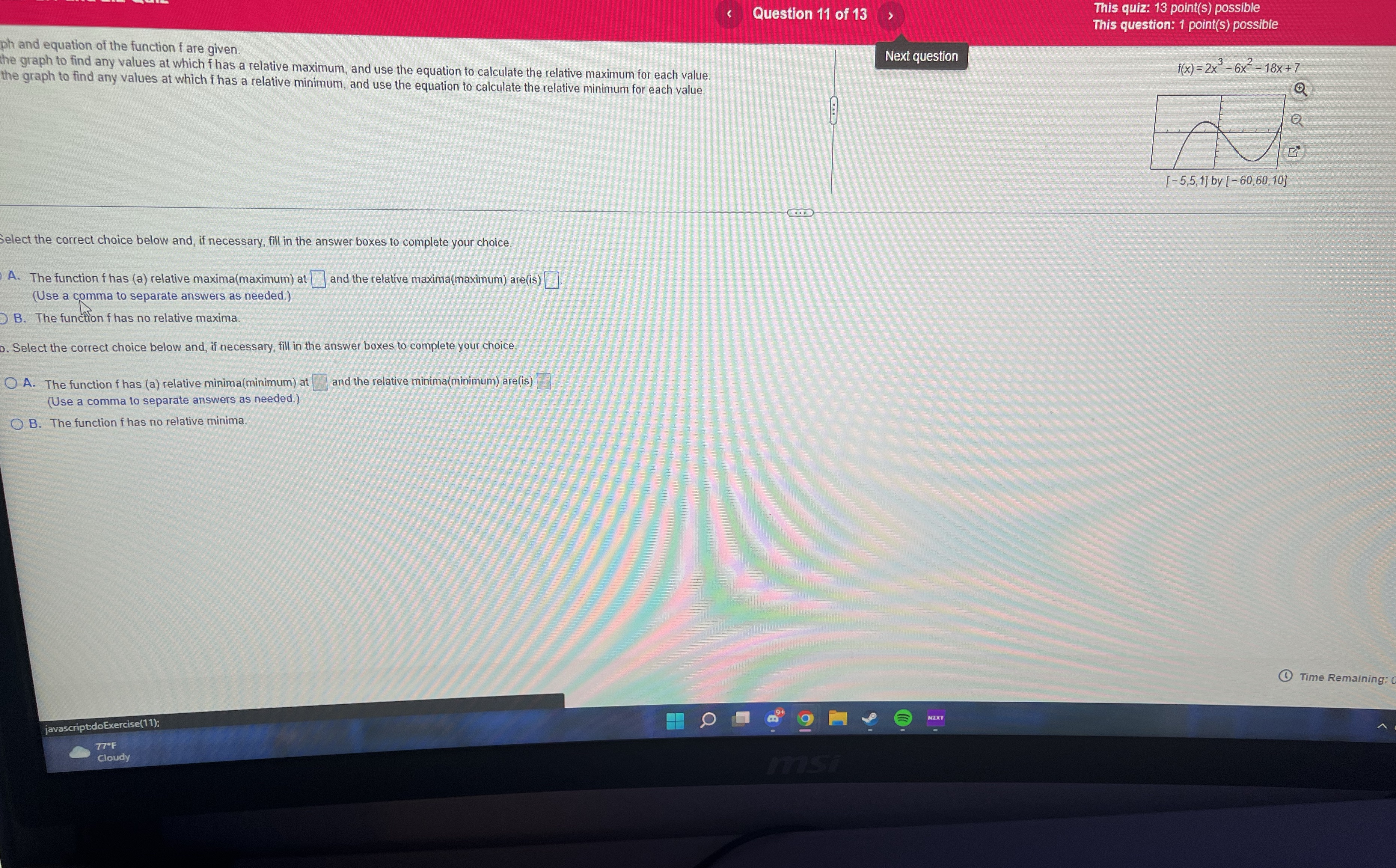 Question 11 of 13 This quiz: 13 point(s) possible