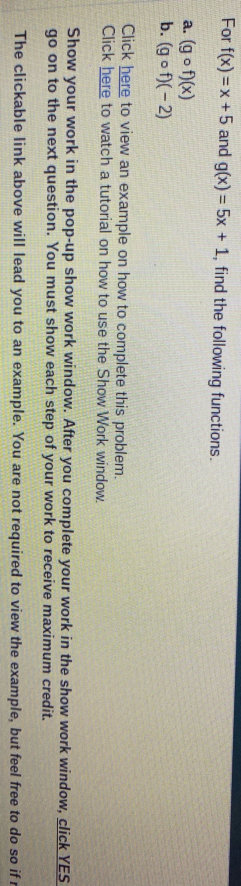 For f(x) =x + 5 and g(x) = 5x + 1, find the