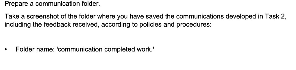 Prepare a communication folder. Take a screenshot