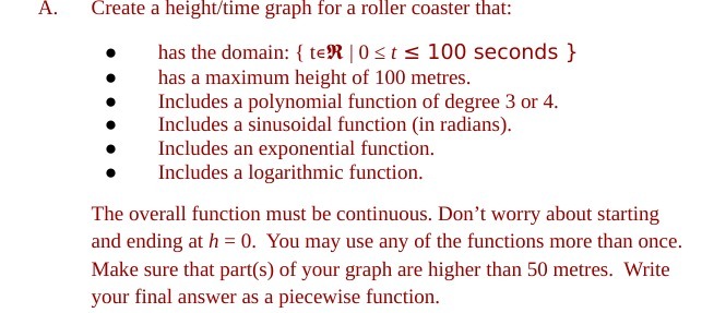 A. Create a height/time graph for a roller