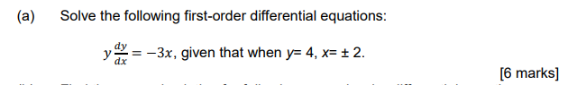 (a) Solve the following first-order differential