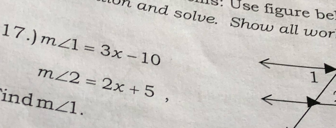 S. Use figure be on and solve. Show all wor 17.)