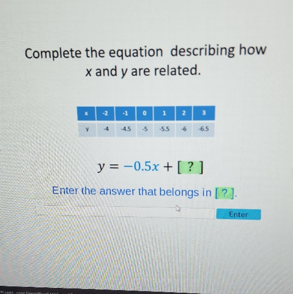 ty 6 I'm lost Complete the equation describing