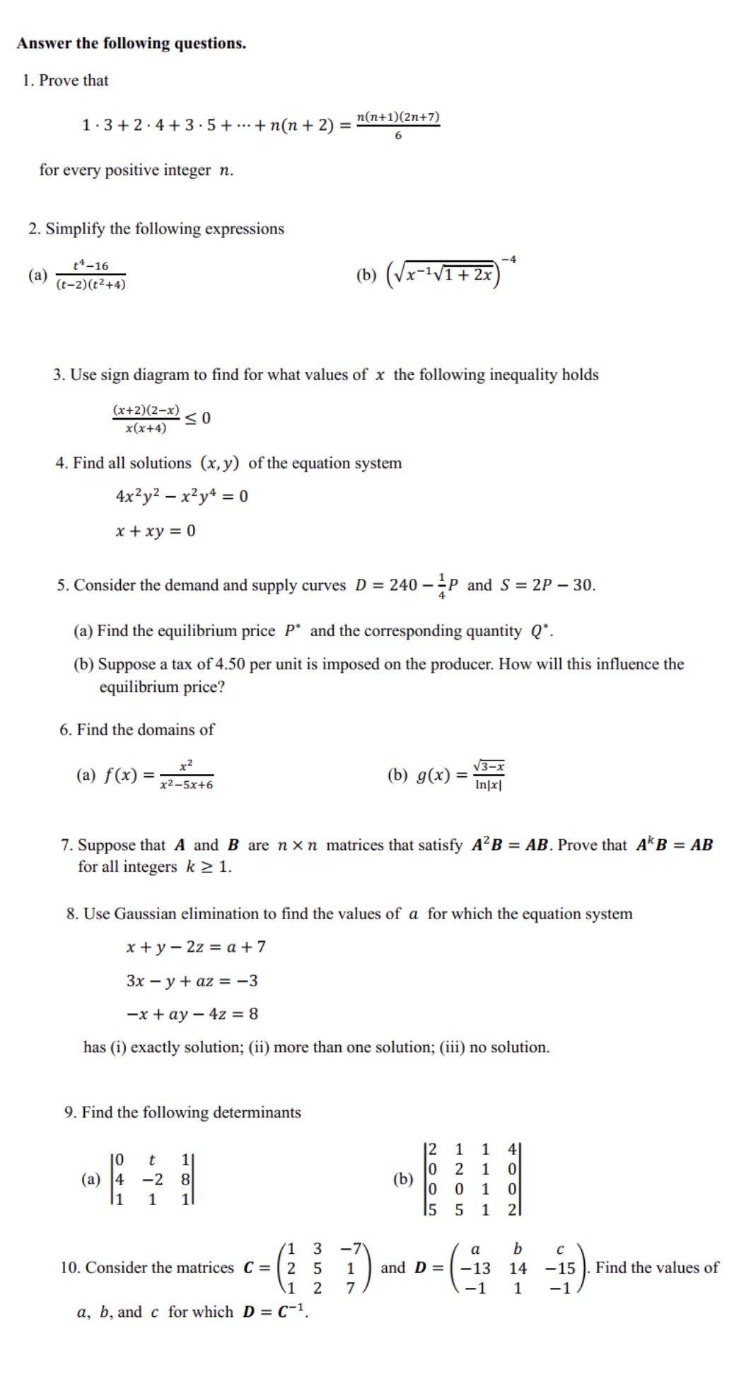 Please answer the following questions Answer the