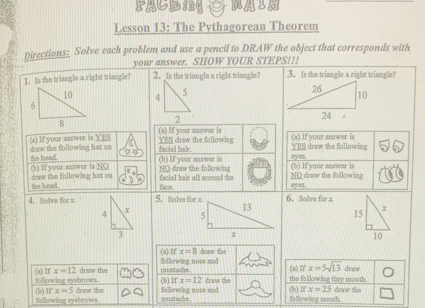 show steps please Lesson 13: The Pythagorean