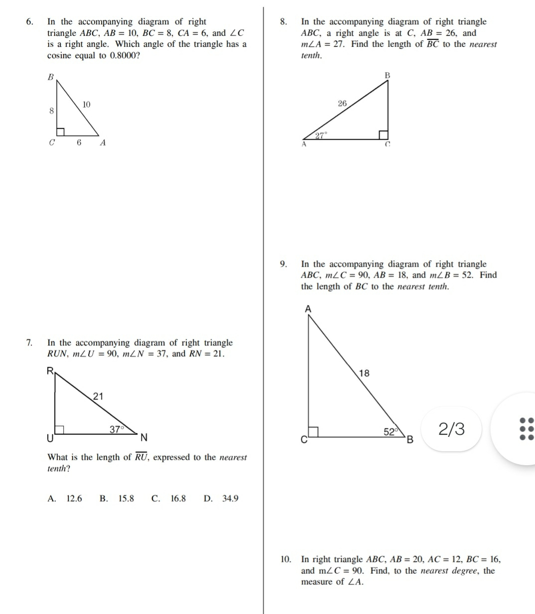 algebra 2 In the accompanying diagram of right
