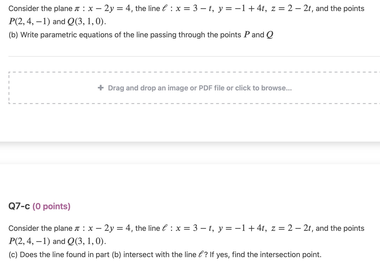 Consider the plane it : x - 2y = 4, the line & :