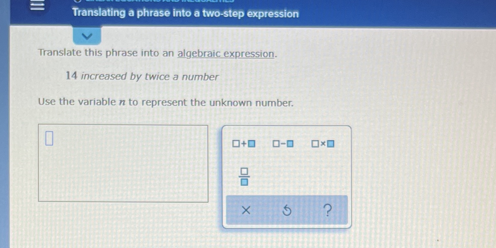 Translating a phrase into a two-step expression