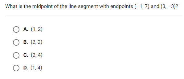 What is the midpoint of the line segment with