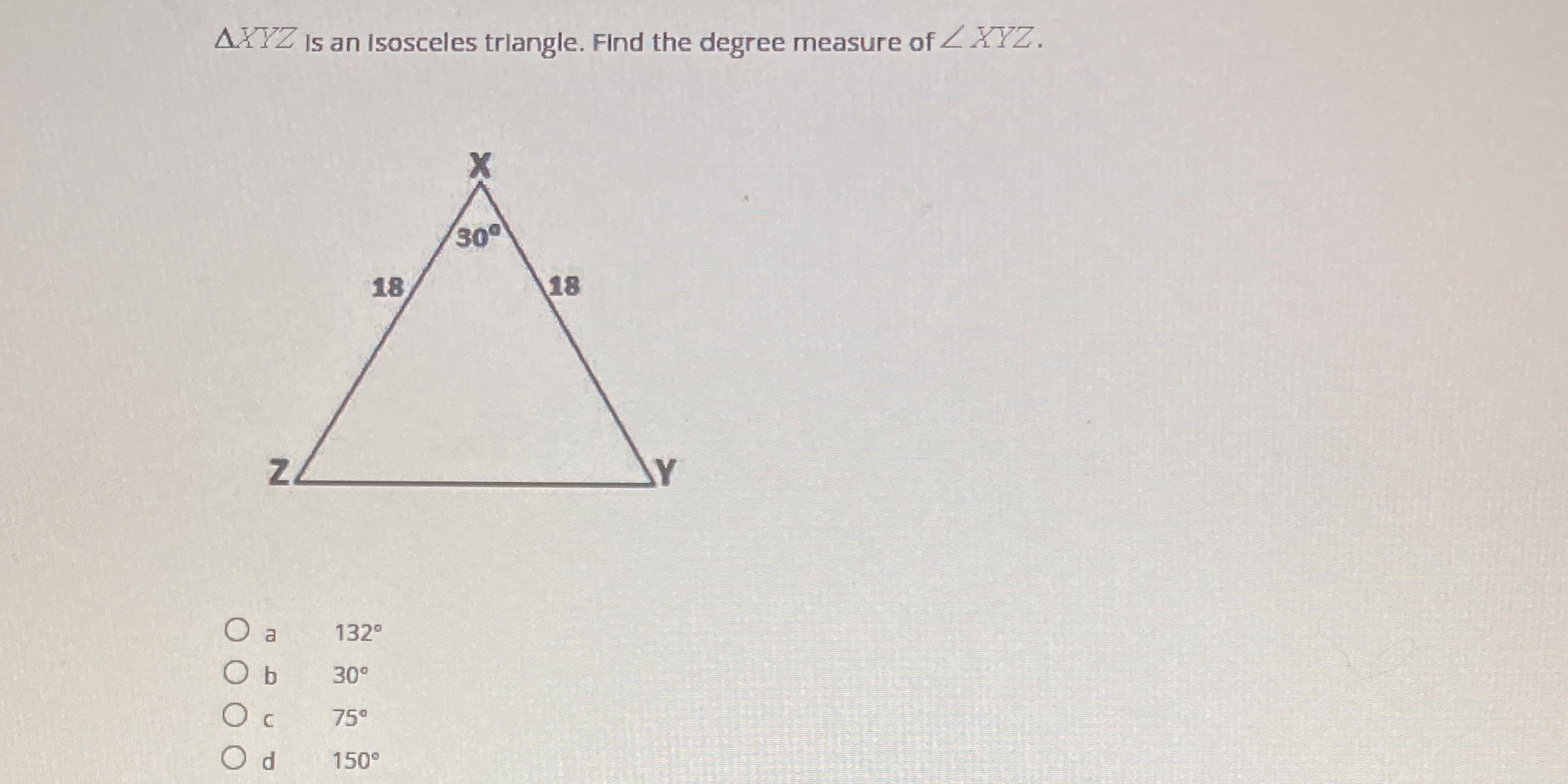 AXYZ Is an Isosceles triangle. Find the degree