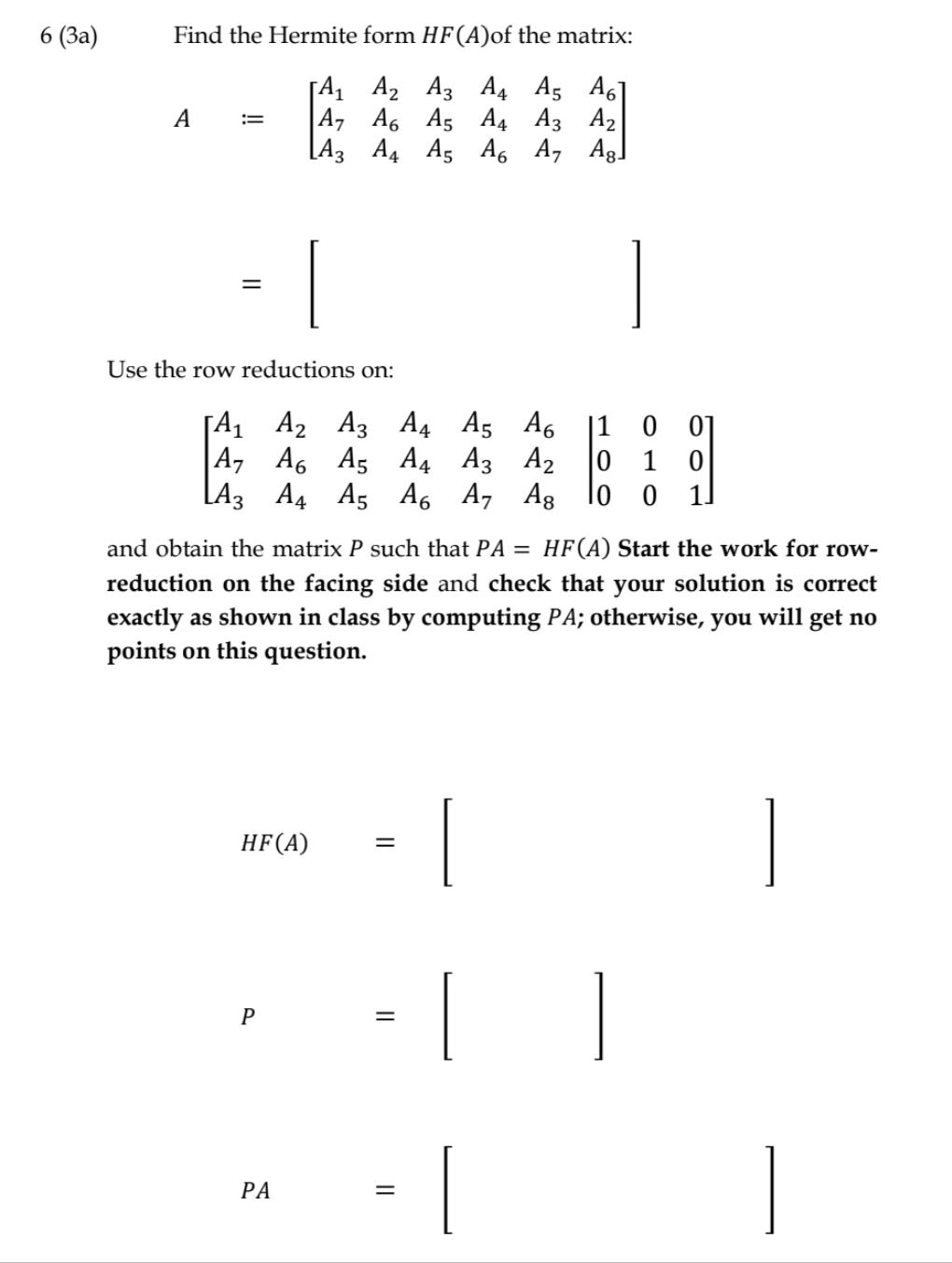270 linear algebra 6 (3a) Find the Hermite form