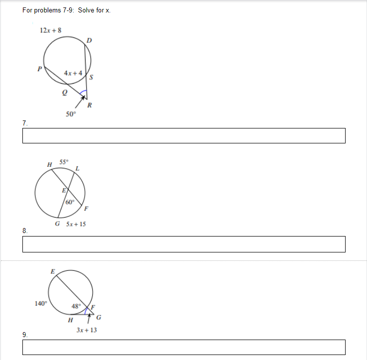 1. In circle C, the measure of arc PQ is 105