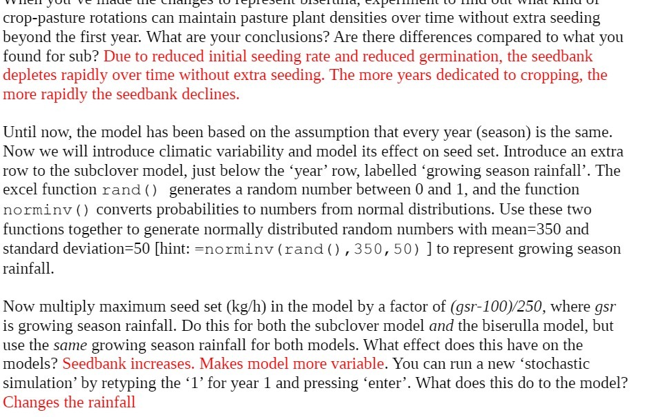 crop-pasture rotations can maintain pasture plant