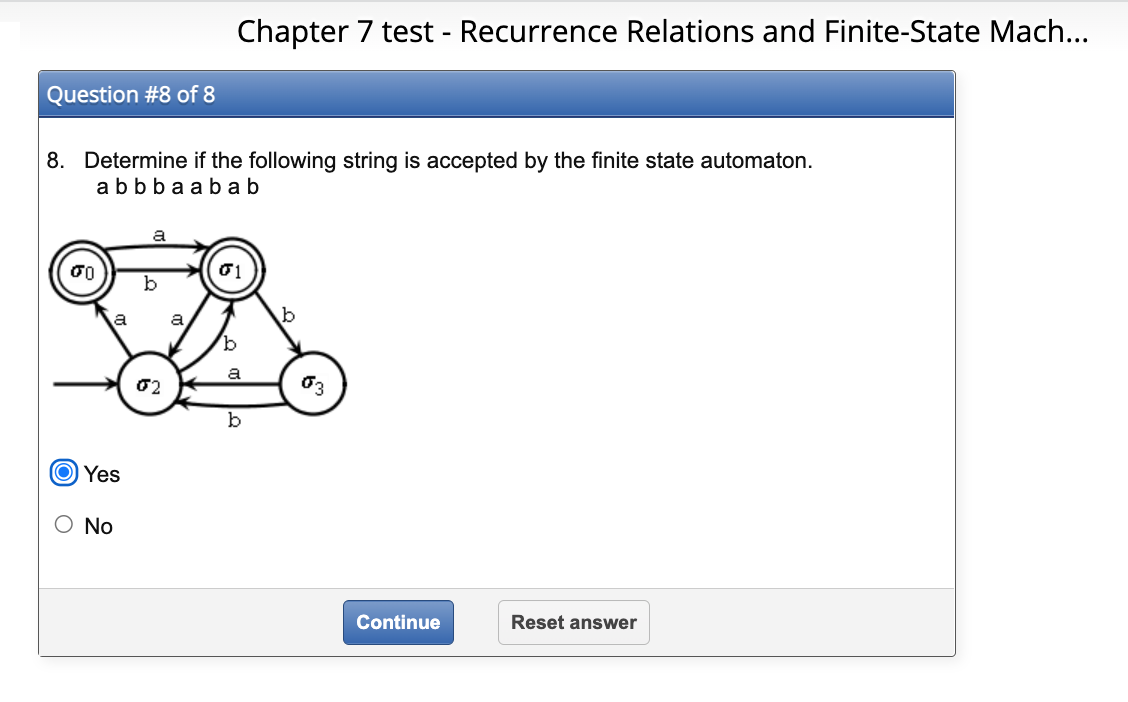 Chapter 7 test - Recurrence Relations and